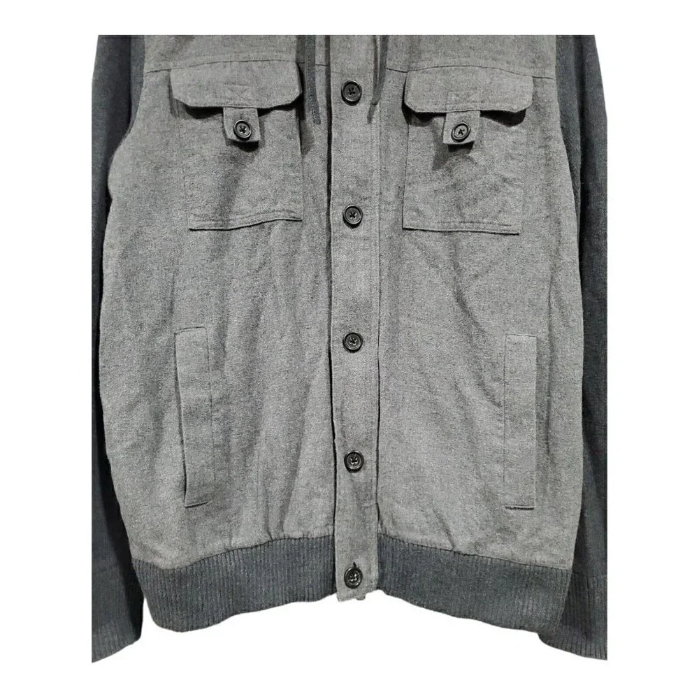 Banana Republic Men's Full-Zip Hooded Sweater Jacket Gray Pockets Sz L